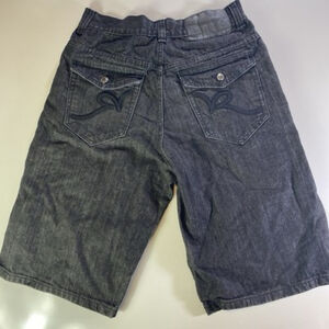 Rocawear Y2K Baggy Bermuda Shorts Mens Size 32 Black Denim Hip Hop Flop Pocket
